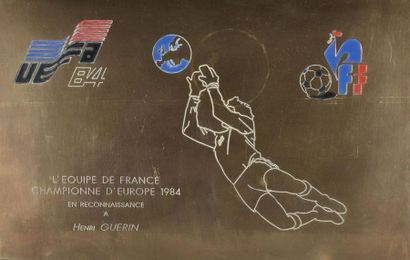 null Plaque en bronze de l'équipe de France Championne d'Europe 1984 "En reconnaissance...
