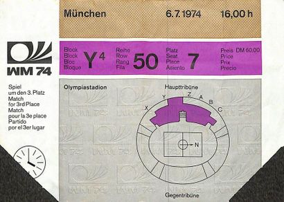 null Set of 3 tickets for the 1974 World Cup in Germany. Matches Netherlands / Brazil...