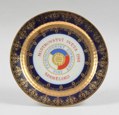 null Award plate for the World Cup match between France and Czechoslovakia on 24...