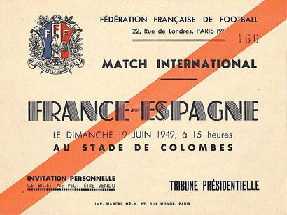 null Billet (invitation) pour la rencontre internationale entre la France et l'Espagne...