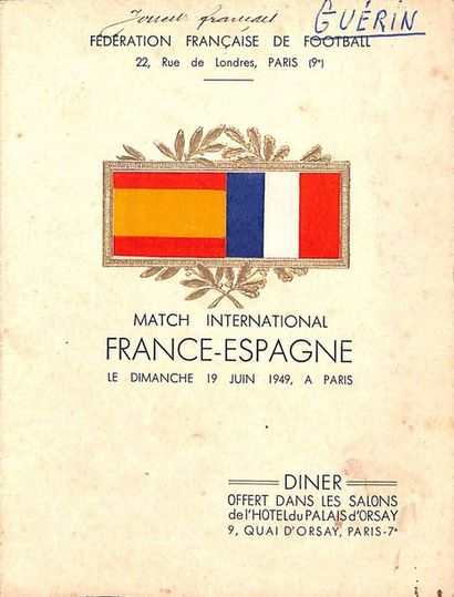 null Post-match menu for the international meeting between France and Spain on 19...
