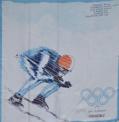 null GRENOBLE 1968. A placemat and two scarves bearing the effigy of the X Olympic...