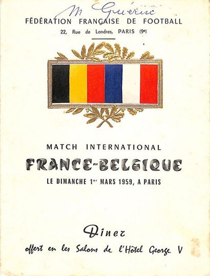 null Post-match menu for the international meeting between France and Belgium on...