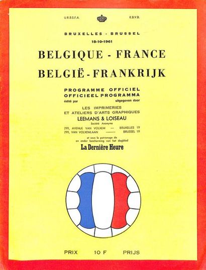 null Programme officiel de la rencontre opposant la Belgique à la France le 18 octobre...