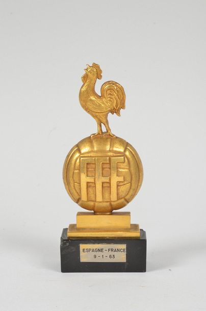 null French Football Federation Trophy in gilt bronze for the match between Spain...