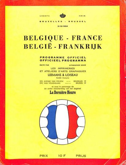 null Programme officiel de la rencontre opposant la Belgique à la France le 02 décembre...
