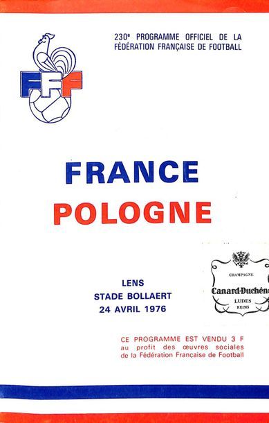 null Set of 2 international meeting programs opposing France to Poland on April 24,...