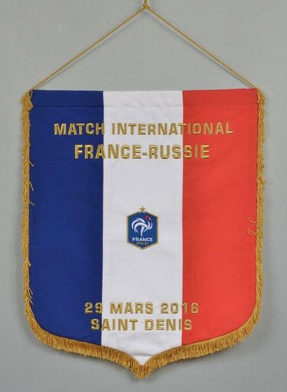 null Official embroidered pennant of the French team for the friendly against Russia...