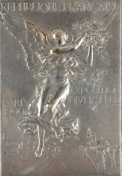 null PARIS 1900. Silver plated bronze plaque. "Shooting Competition VIIth National...