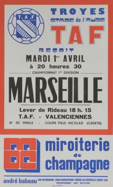 null Affiche de la rencontre entre Troyes-Aube Football et l'Olympique de Marseille...