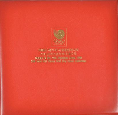 null SEOUL 1988. Official collection of 32 first day covers with 23 carat gold stamp...