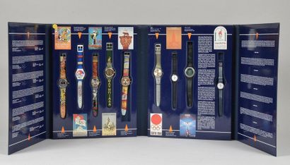 null ATLANTA 1996. Box of 9 swatch watches commemorating the Centenary of the Olympic...