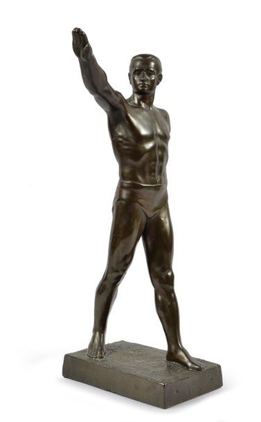 null Sculpture. "Athlete's Salute." By A. Jouanneault (1888-1944). Circa 1920. In...