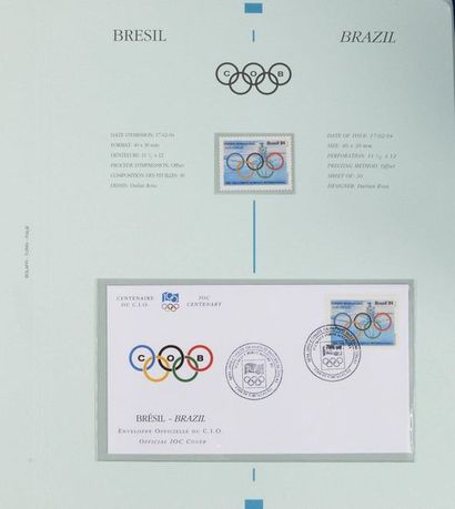 null IOC Centenary philatelic collection (1894-1994) comprising 5 albums with a total...