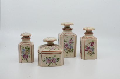 null French Labour - (1960s)

A biscuit enamelled polychrome biscuit toilet set decorated...