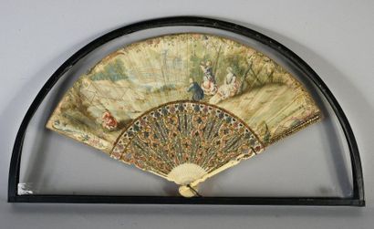 null Net hunting, circa 1730
Folded fan, double sheet of skin painted with a snack...