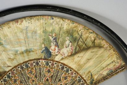 null Net hunting, circa 1730
Folded fan, double sheet of skin painted with a snack...