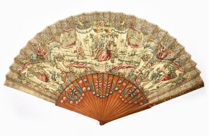 null L'amour au Chinois, circa 1750
Large folded fan, double sheet of paper engraved...