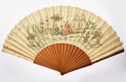 null L'amour au Chinois, circa 1750
Large folded fan, double sheet of paper engraved...