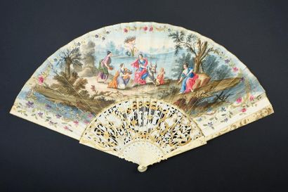 null The removal of Europe, circa 1740-1750
Folded fan, the sheet of skin, mounted...