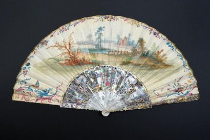 null The joys of the great outdoors, circa 1750
Large folded fan, opening to 180...