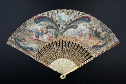 null Feathers and bunches of grapes, circa 1740
Folded fan, the wallpaper sheet of...