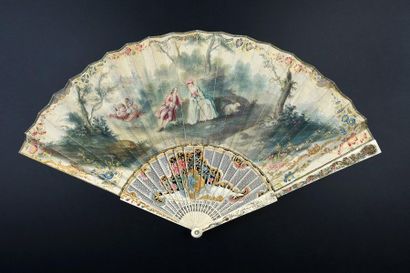 null The pretty shepherdess, circa 1740-1750
Folded fan, the sheet of skin mounted...
