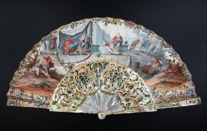 null Solomon and the Queen of Sheba, circa 1750
Rare and large fan called "full flight",...