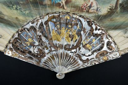 null Flora in his garden, circa 1750-1760
Folded fan, the leaf in skin, mounted in...