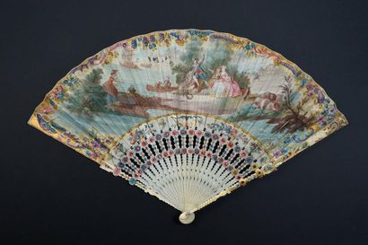 null The windmill, circa 1750-1760
Folded fan, the paper sheet, painted in gouache,...