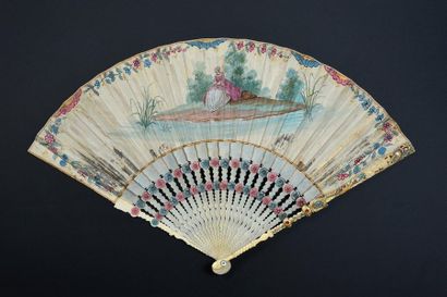 null The windmill, circa 1750-1760
Folded fan, the paper sheet, painted in gouache,...