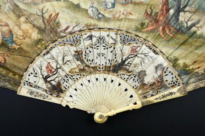 null The barnyard and the sleeping shepherd, ca. 1760
Folded fan, the double leaf...