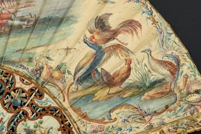 null The fish merchant, circa 1760
Folded fan, skin sheet, lined with paper. In the...