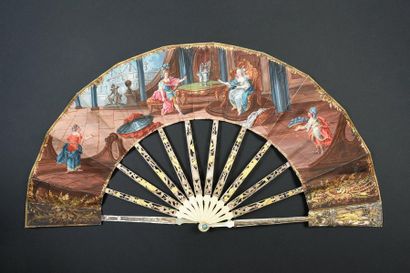 null The Meeting of Mark Antony and Cleopatra, ca. 1760
Folded fan, the double sheet...