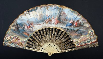 null The harvest season, circa 1760-1770
Folded fan, the skin leaf painted with a...