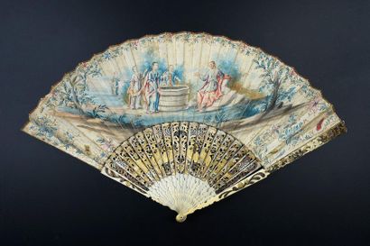 null Jesus and the Samaritan woman, circa 1750
Folded fan, the painted skin sheet...