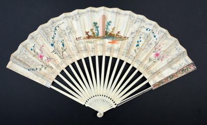 null The refreshment, circa 1760-1770
Folded fan, the paper sheet pierced in the...