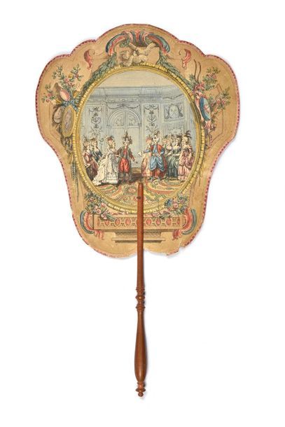null "Les voyages de Rosine", circa 1783 Cardboard hand
screen decorated on the face...