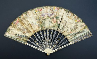 null Marine God, circa 1780
Folded fan, the cabretille leaf drawn with a pen in the...