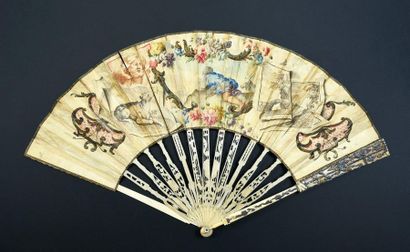 null Marine God, circa 1780
Folded fan, the cabretille leaf drawn with a pen in the...