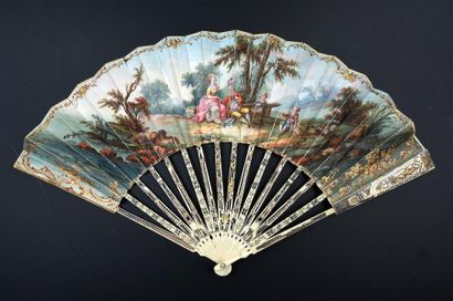 null The crowned lover, circa 1770-1780
Folded fan, the painted skin leaf of a young...