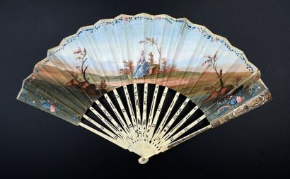 null The crowned lover, circa 1770-1780
Folded fan, the painted skin leaf of a young...