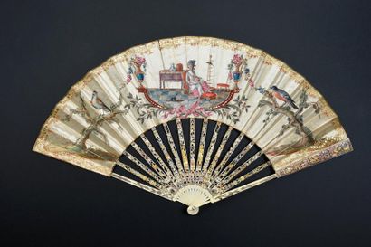 null Tamed Birds, ca. 1780
Folded fan, the silk leaf painted with a branching bullfinch...