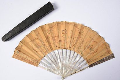 null The toilet of Venus, circa 1780-1790
Folded fan, cream silk leaf decorated in...