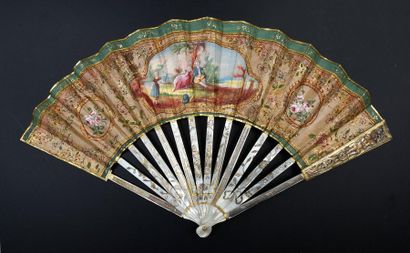 null Bouquets de roses, vers 1770-1780
Éventail plié, la feuille double en papier...