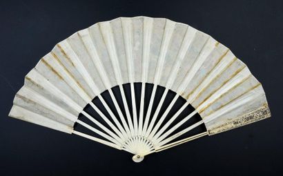 null Two fans, circa 1770-1780 *One, cream silk leaf painted with two maritime views....