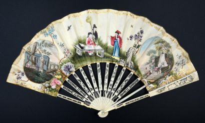 null The teaching, circa 1780-1790
Folded fan, the skin leaf painted on a cream background...