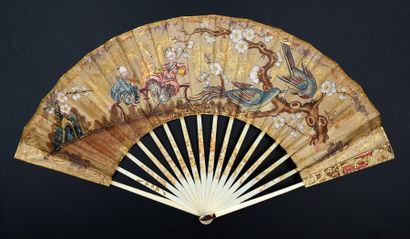null Under the cherry tree, circa 1780-1790
Folded fan, double sheet of wallpaper...