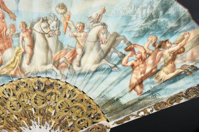 null The triumph of Neptune Folded
Fan, the double sheet in painted skin of a wide...