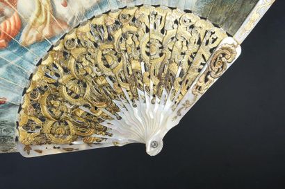 null The triumph of Neptune Folded
Fan, the double sheet in painted skin of a wide...